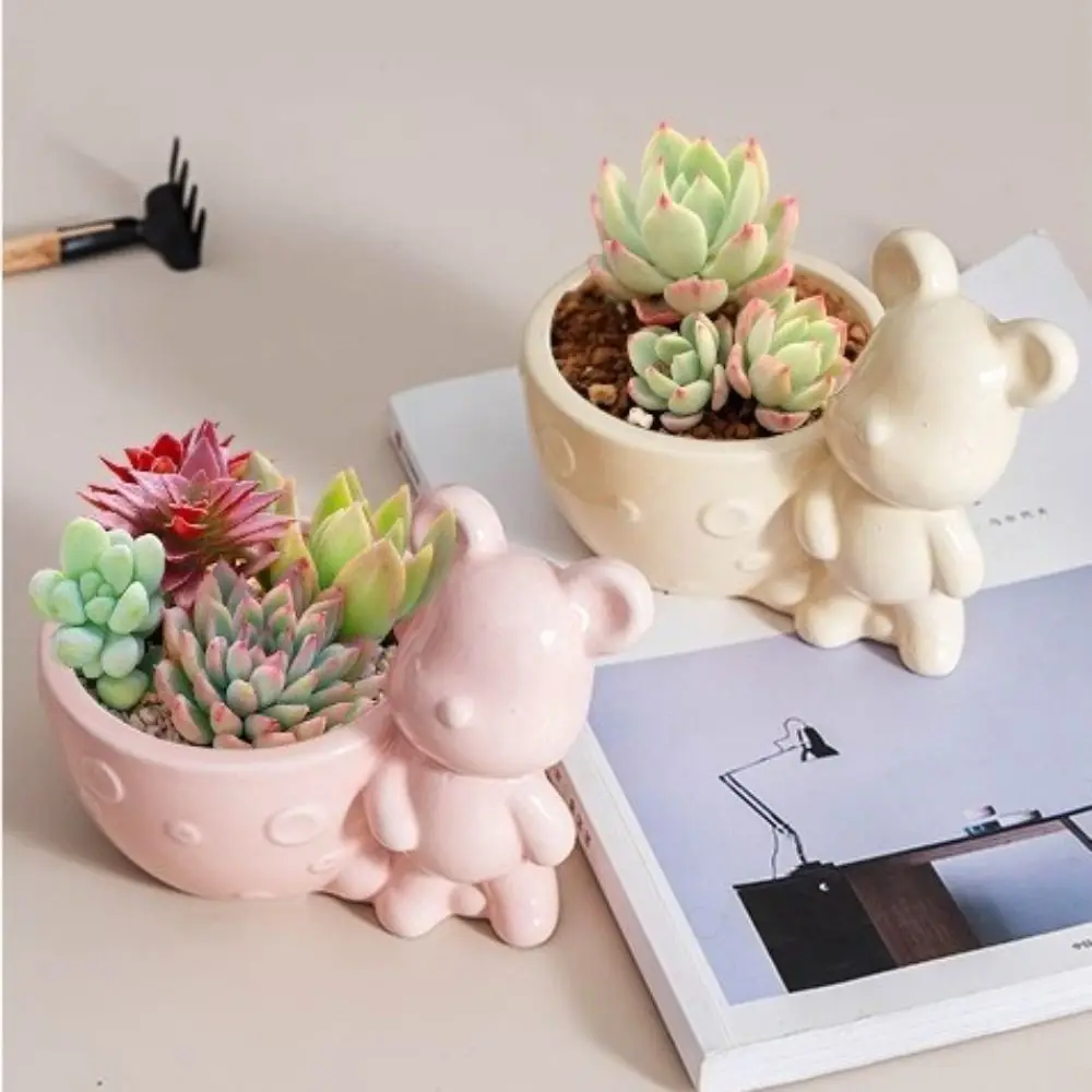 Gift Mini Ceramic Bear Flowerpot with Hole Creative Animal Succulent Planter Home Decoration Cute Small Bonsai Pots for Garden
Gift Mini Ceramic Bear Flowerpot with Hole Creative Animal Succulent Planter Home Decoration Cute Small Bonsai Pots for Garden