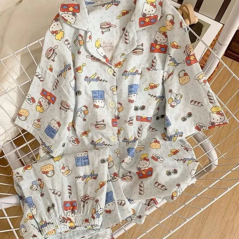 Women's Doll Collar Short Sleeve Shorts Pajamas Set Cardigan Summer New Cartoon Home Clothes Girls Korean Soft Two-Piece Set
Women's Doll Collar Short Sleeve Shorts Pajamas Set Cardigan Summer New Cartoon Home Clothes Girls Korean Soft Two-Piece Set
