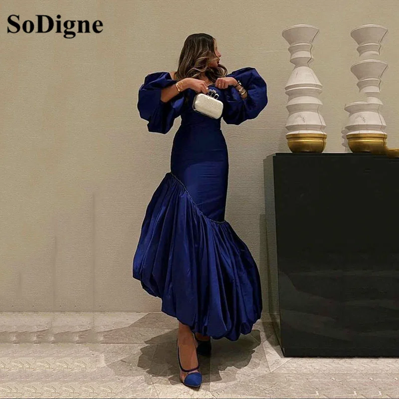 SoDigne Navy Blue Mermaid Prom Dresses Tiered Puff Sleeves Women Wedding Wear Arabic 2023 Evening Formal Gowns
SoDigne Navy Blue Mermaid Prom Dresses Tiered Puff Sleeves Women Wedding Wear Arabic 2023 Evening Formal Gowns