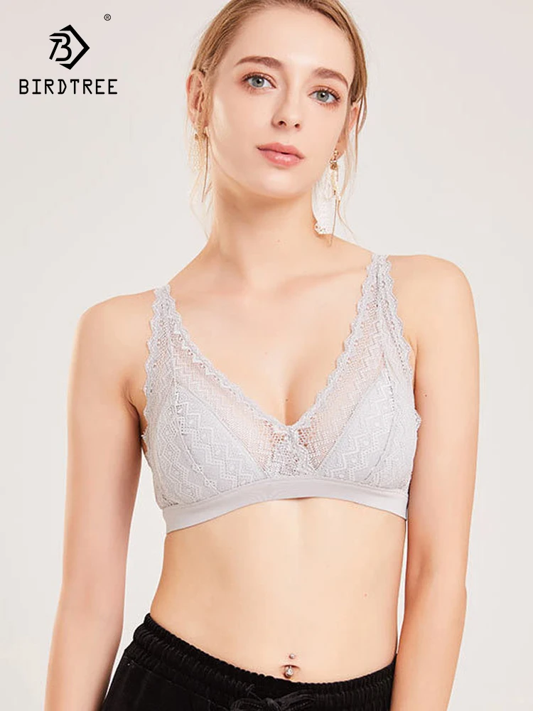Birdtree 1PC 100%Mulberry Silk Lining Thin Type Underwear Sexy Full Lace Comfortable Wire Free Wireless Bra Bralette P38854QC
Birdtree 1PC 100%Mulberry Silk Lining Thin Type Underwear Sexy Full Lace Comfortable Wire Free Wireless Bra Bralette P38854QC