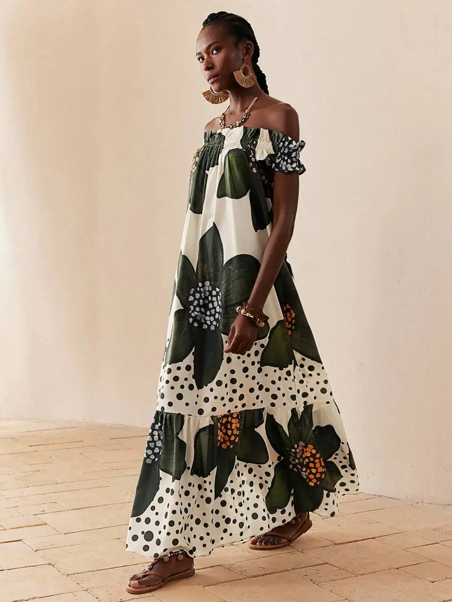 Off-Shoulder Floral Print Super Long Maxi Dress Bohemian Vacation Style Summer Women Dress
Off-Shoulder Floral Print Super Long Maxi Dress Bohemian Vacation Style Summer Women Dress