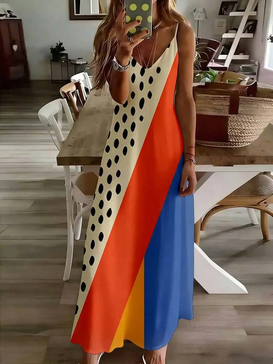 Color Block Polka Dot Sleeveless Maxi Dress Women Summer Casual Loose Fit
Color Block Polka Dot Sleeveless Maxi Dress Women Summer Casual Loose Fit