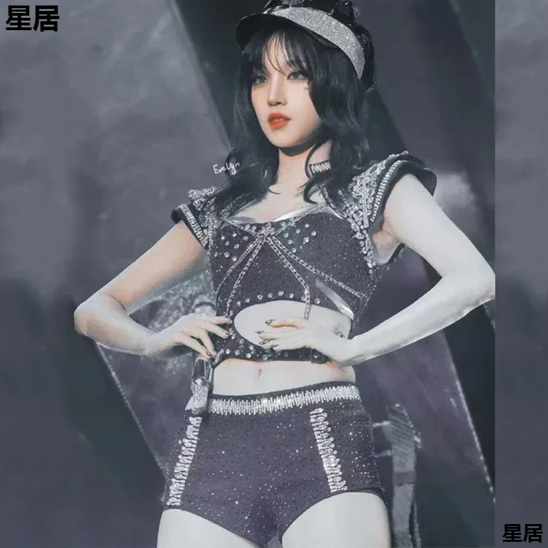 Women Group Kpop Jazz Dance Outfits Rhinestones Tops Tight Shorts Sexy Dance Costume Nightclub Dj Singer Stage Show Clubwear
Women Group Kpop Jazz Dance Outfits Rhinestones Tops Tight Shorts Sexy Dance Costume Nightclub Dj Singer Stage Show Clubwear