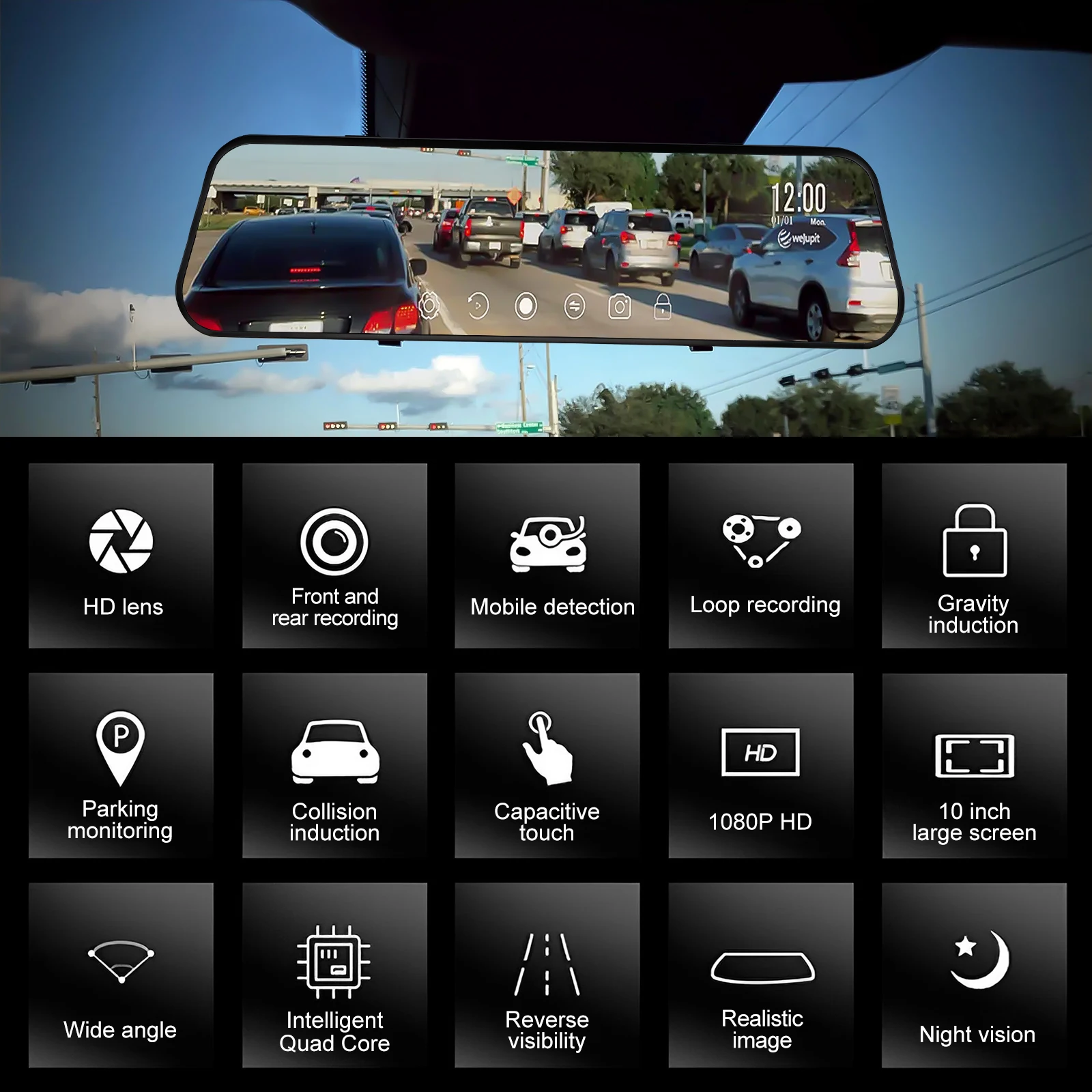 Streaming Cam 10 Inch Touch Dual Lens Front 2K Rear 1080P WiFi GPS Backup Camera Full Mirror Car Driving Recorder
Streaming Cam 10 Inch Touch Dual Lens Front 2K Rear 1080P WiFi GPS Backup Camera Full Mirror Car Driving Recorder