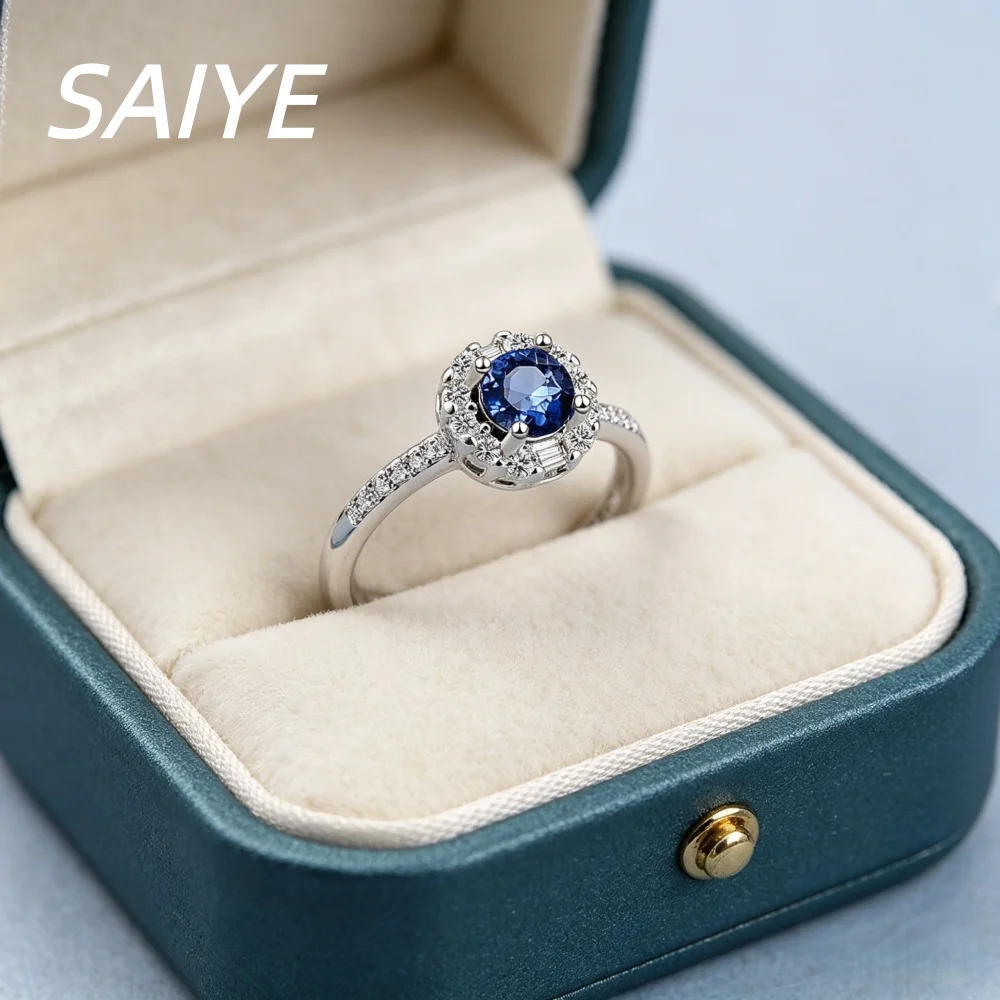 925 Sterling Silver Blue Sapphire Halo Ring for Women, Round Cut CZ Diamond Engagement Wedding Band, Luxury Fine Jewelry Gift
925 Sterling Silver Blue Sapphire Halo Ring for Women, Round Cut CZ Diamond Engagement Wedding Band, Luxury Fine Jewelry Gift