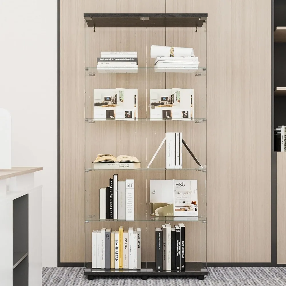 Glass Display Cabinet with 5 Shelves Double Door, Curio Cabinets for Living Room, Bedroom, Office, Black Floor StandingGlass
Glass Display Cabinet with 5 Shelves Double Door, Curio Cabinets for Living Room, Bedroom, Office, Black Floor StandingGlass