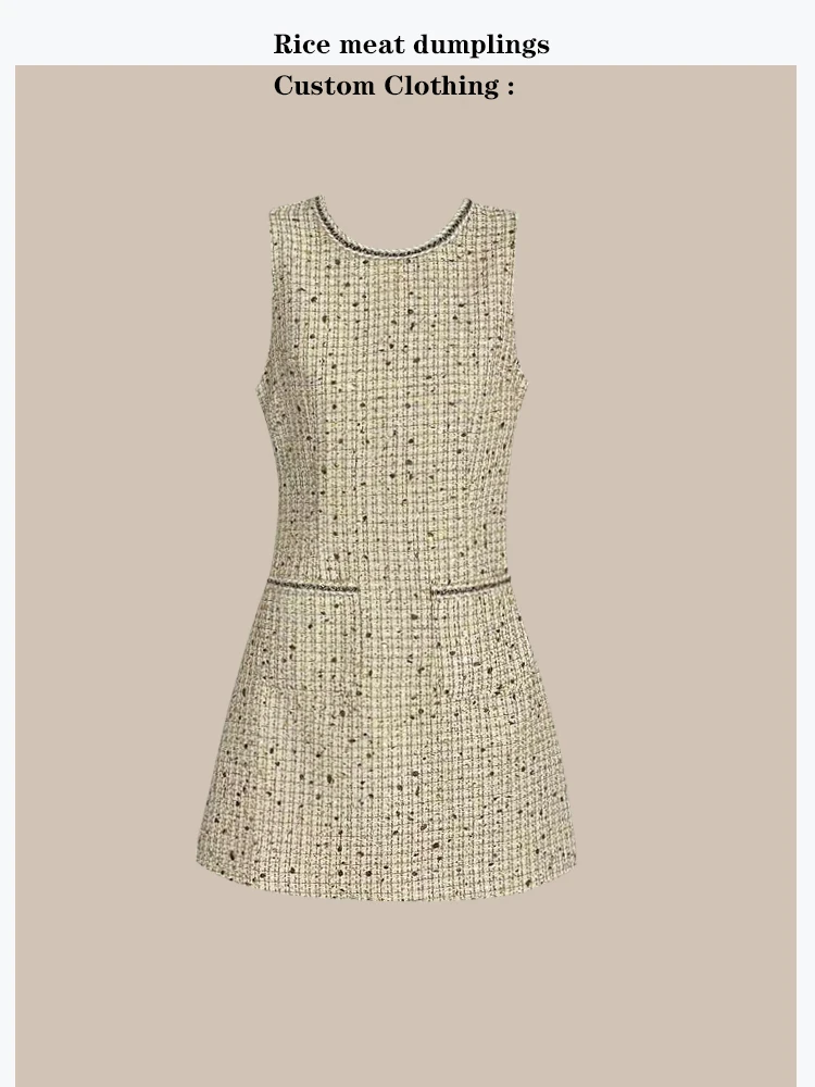 A-Line Dress Gold Thread Sleeveless Weaving High-End Feeling Heavy Work Dress for Ladies Elegant Style Zipper Closure
A-Line Dress Gold Thread Sleeveless Weaving High-End Feeling Heavy Work Dress for Ladies Elegant Style Zipper Closure