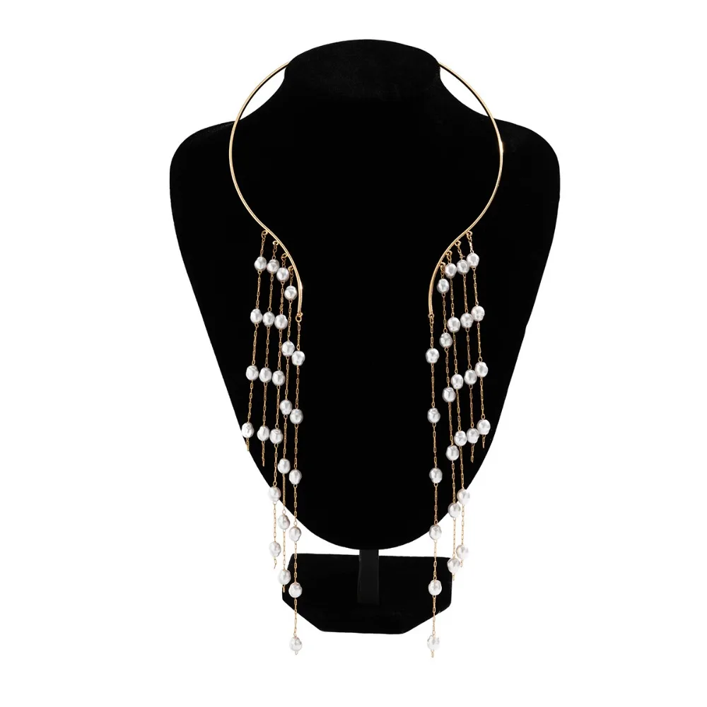 Imitation Pearl Long Tassel Star Necklace Chest Chain Punk Collar Crystal Sequin Pendant Multilayer Exaggerated
Imitation Pearl Long Tassel Star Necklace Chest Chain Punk Collar Crystal Sequin Pendant Multilayer Exaggerated