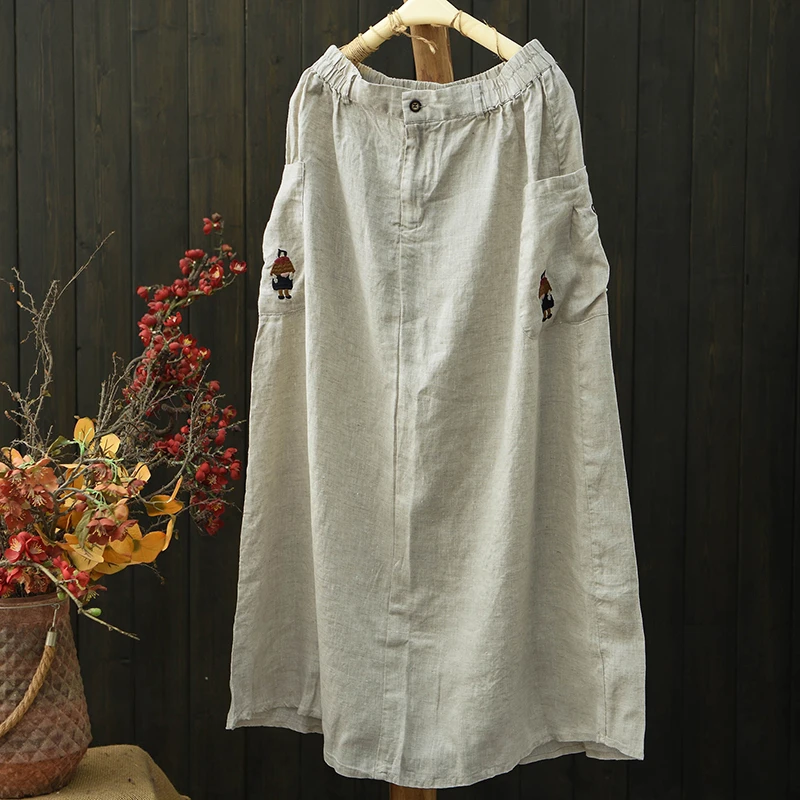 100% Linen Women Casual Skirt New Arrival 2026 Summer Simple Style Cartoon Embroidery Loose Female A-line Long Skirts M2412
100% Linen Women Casual Skirt New Arrival 2026 Summer Simple Style Cartoon Embroidery Loose Female A-line Long Skirts M2412
