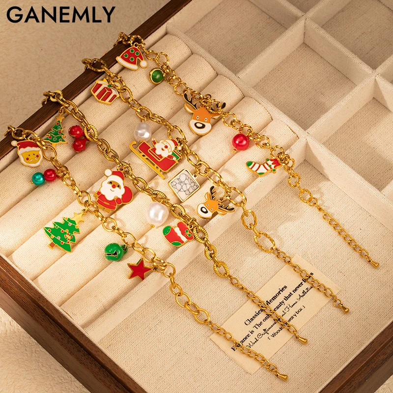 GANEMLY 316L Stainless Steel Creative Christmas Charm Bracelets For Women Trendy Wrist Chain Waterproof Jewelry Holiday Gifts
GANEMLY 316L Stainless Steel Creative Christmas Charm Bracelets For Women Trendy Wrist Chain Waterproof Jewelry Holiday Gifts