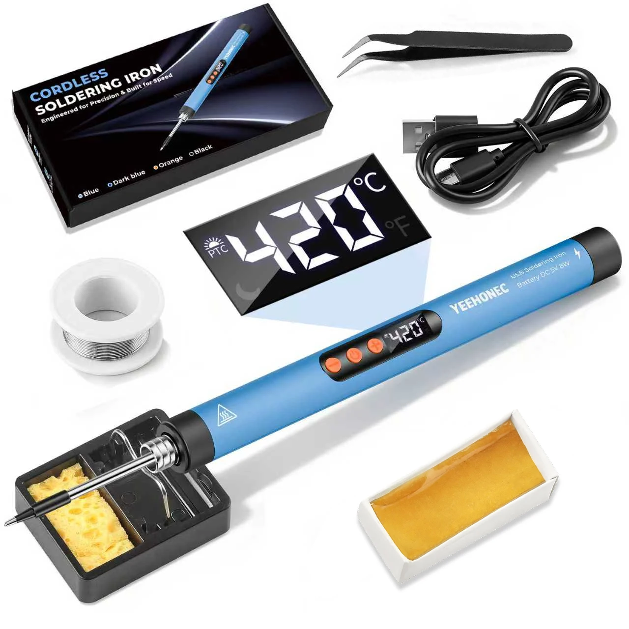 YEEHONEC USB Soldering Iron Set: Portable, LCD, 15s fast heat, auto off, for electronics repair/DIY, USB powered, battery incl
YEEHONEC USB Soldering Iron Set: Portable, LCD, 15s fast heat, auto off, for electronics repair/DIY, USB powered, battery incl