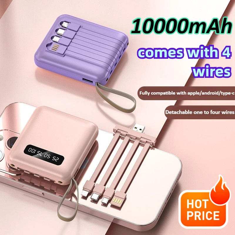 Mini 10000mAh Power Bank Built in Cable PowerBank Digital Display Portable for IPhone for Samsung for Xiaomi
Mini 10000mAh Power Bank Built in Cable PowerBank Digital Display Portable for IPhone for Samsung for Xiaomi