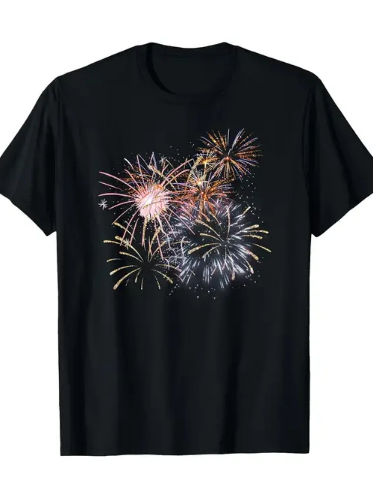 Men's Casual Fireworks Graphic T-Shirt - 100% Cotton, Short Sleeve, Round Neck, Black with Vibrant Fireworks Print, Lightweigh
Men's Casual Fireworks Graphic T-Shirt - 100% Cotton, Short Sleeve, Round Neck, Black with Vibrant Fireworks Print, Lightweigh