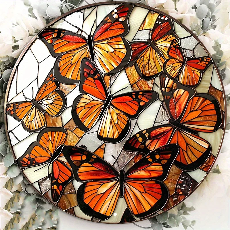 Monarch Butterflies Stained Glass Circle Metal Sign, Waterproof Aluminum Door Hanger, Wall Decor, HD Printed Art Set, 8x8 Inch
Monarch Butterflies Stained Glass Circle Metal Sign, Waterproof Aluminum Door Hanger, Wall Decor, HD Printed Art Set, 8x8 Inch