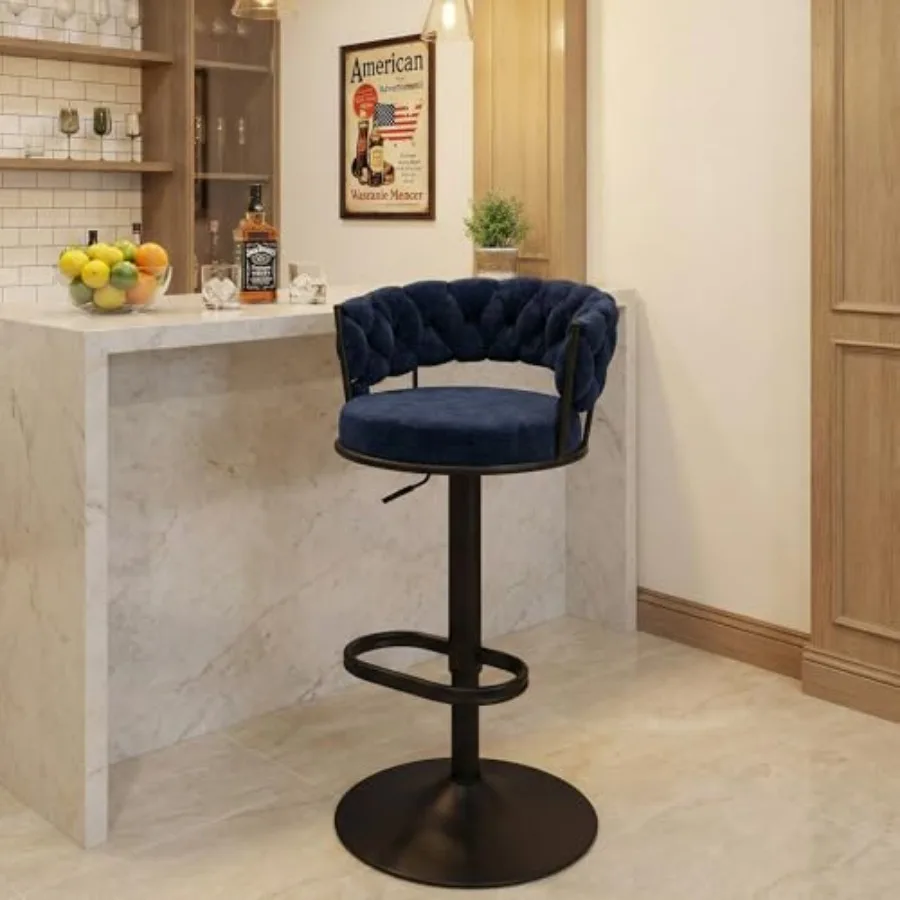 Single Swivel Bar Stool Adjustable Height Counter Stool with Woven Back Metal Legs Large Footrest Chenille Upholstery for Kitch
Single Swivel Bar Stool Adjustable Height Counter Stool with Woven Back Metal Legs Large Footrest Chenille Upholstery for Kitch