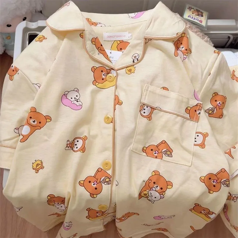 Kawaii Rilakkuma Pajamas Cute Sleepwear Women's Summer Short Sleeved Shorts Student Dormitory Home Clothes Set Girls Gifts Toys
Kawaii Rilakkuma Pajamas Cute Sleepwear Women's Summer Short Sleeved Shorts Student Dormitory Home Clothes Set Girls Gifts Toys