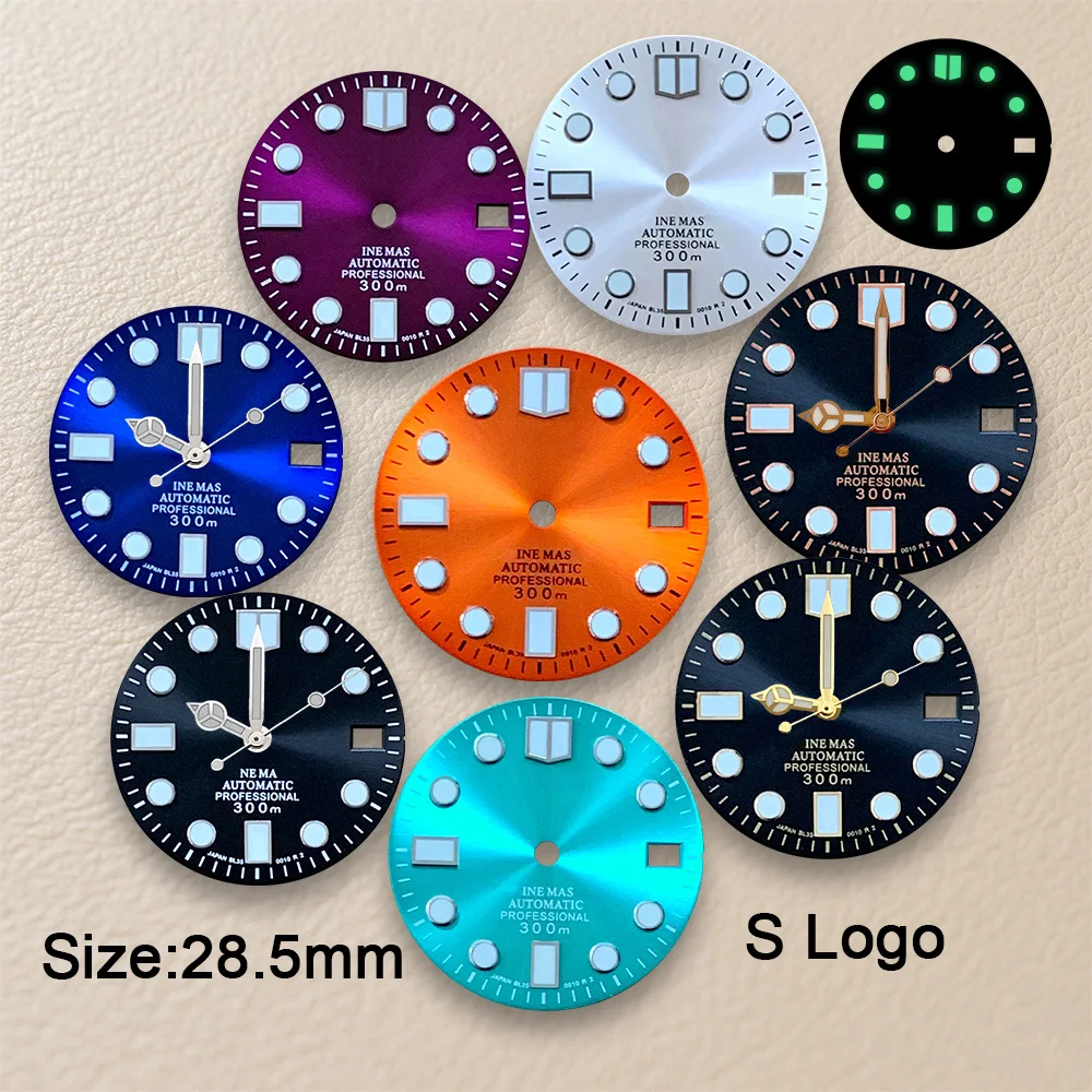 28.5mm S Logo Sunburst Enamel Dial Fit NH35/NH36/4R/7S Movement Green Luminous High-Quality Watch Modification Accessories
28.5mm S Logo Sunburst Enamel Dial Fit NH35/NH36/4R/7S Movement Green Luminous High-Quality Watch Modification Accessories