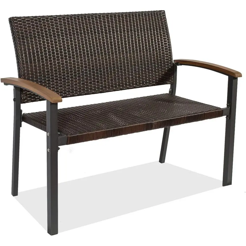 Outdoor Rattan Garden Bench with Curved Backrest and Armrest, Perfect for Patio or Porch
Outdoor Rattan Garden Bench with Curved Backrest and Armrest, Perfect for Patio or Porch