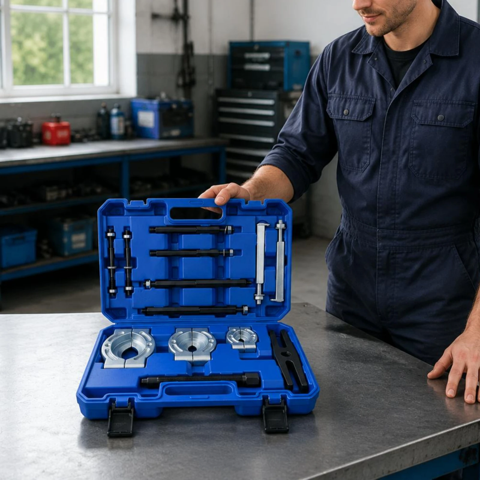 Bearing Puller Set Molded Slots Bearing Removal Kit Disassembly Tool Kit Hinged Lid Mechanic Tools Heavy Duty
Bearing Puller Set Molded Slots Bearing Removal Kit Disassembly Tool Kit Hinged Lid Mechanic Tools Heavy Duty