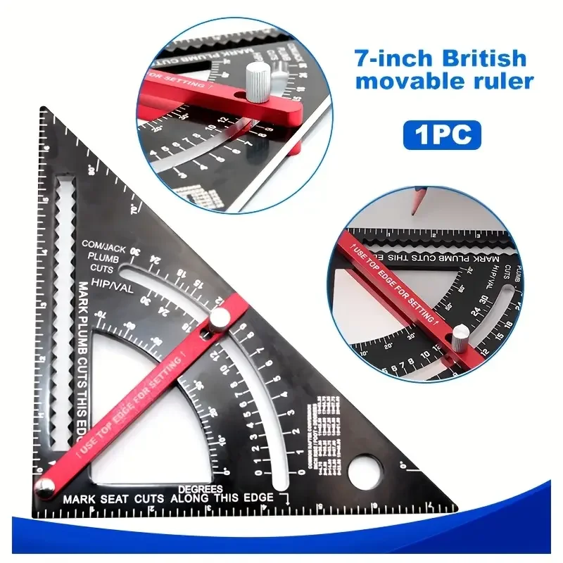 7in Triangle Ruler Aluminum Alloy Woodworking Square Tool Adjustable Speed Measuring Ruler Multifunction for Building/Home Tools
7in Triangle Ruler Aluminum Alloy Woodworking Square Tool Adjustable Speed Measuring Ruler Multifunction for Building/Home Tools