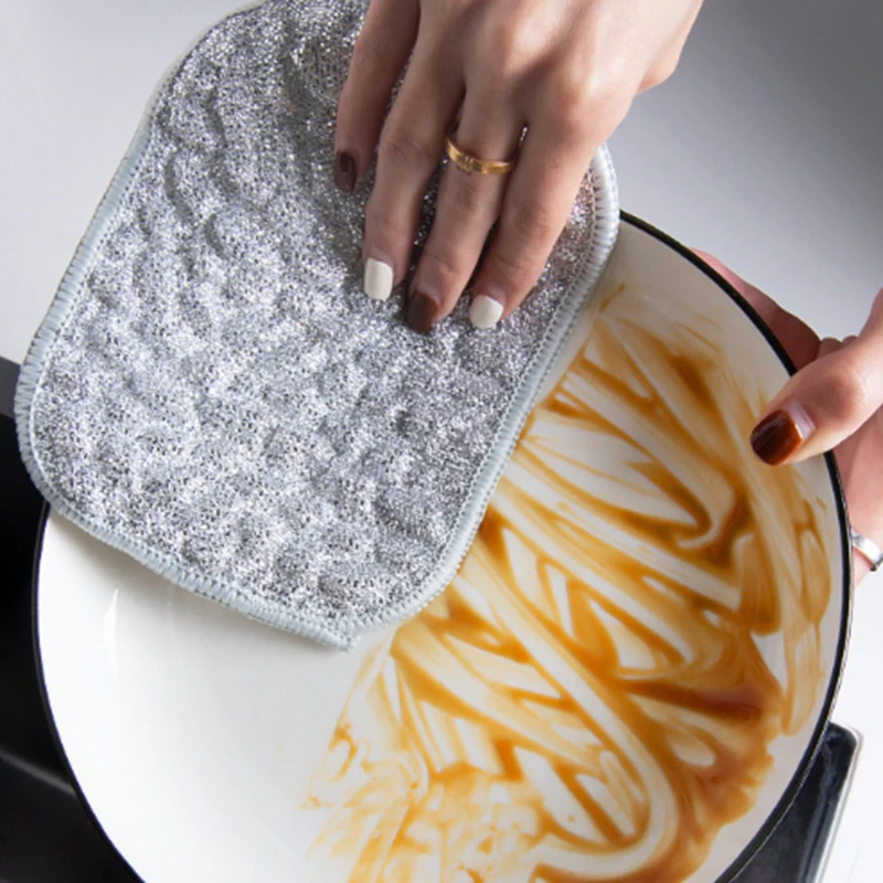 Wiping Rags Steel Wire Washing Cloth Microfiber Dishcloths Non-Stick Oil Kitchen Cleaning Cloths Double-side Reusable Washcloth
Wiping Rags Steel Wire Washing Cloth Microfiber Dishcloths Non-Stick Oil Kitchen Cleaning Cloths Double-side Reusable Washcloth