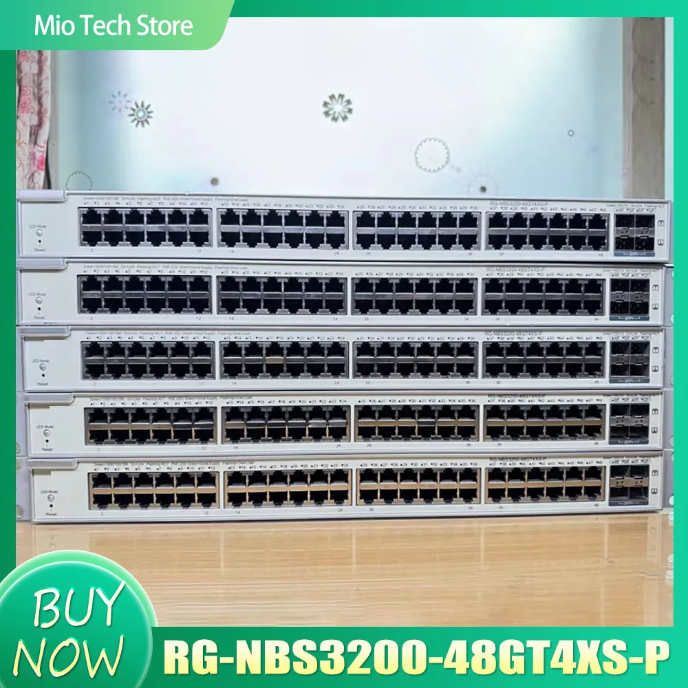 1pcs RG-NBS3200-48GT4XS-P POE switch with 48 Gigabit electrical ports and 4 10G optical ports
1pcs RG-NBS3200-48GT4XS-P POE switch with 48 Gigabit electrical ports and 4 10G optical ports