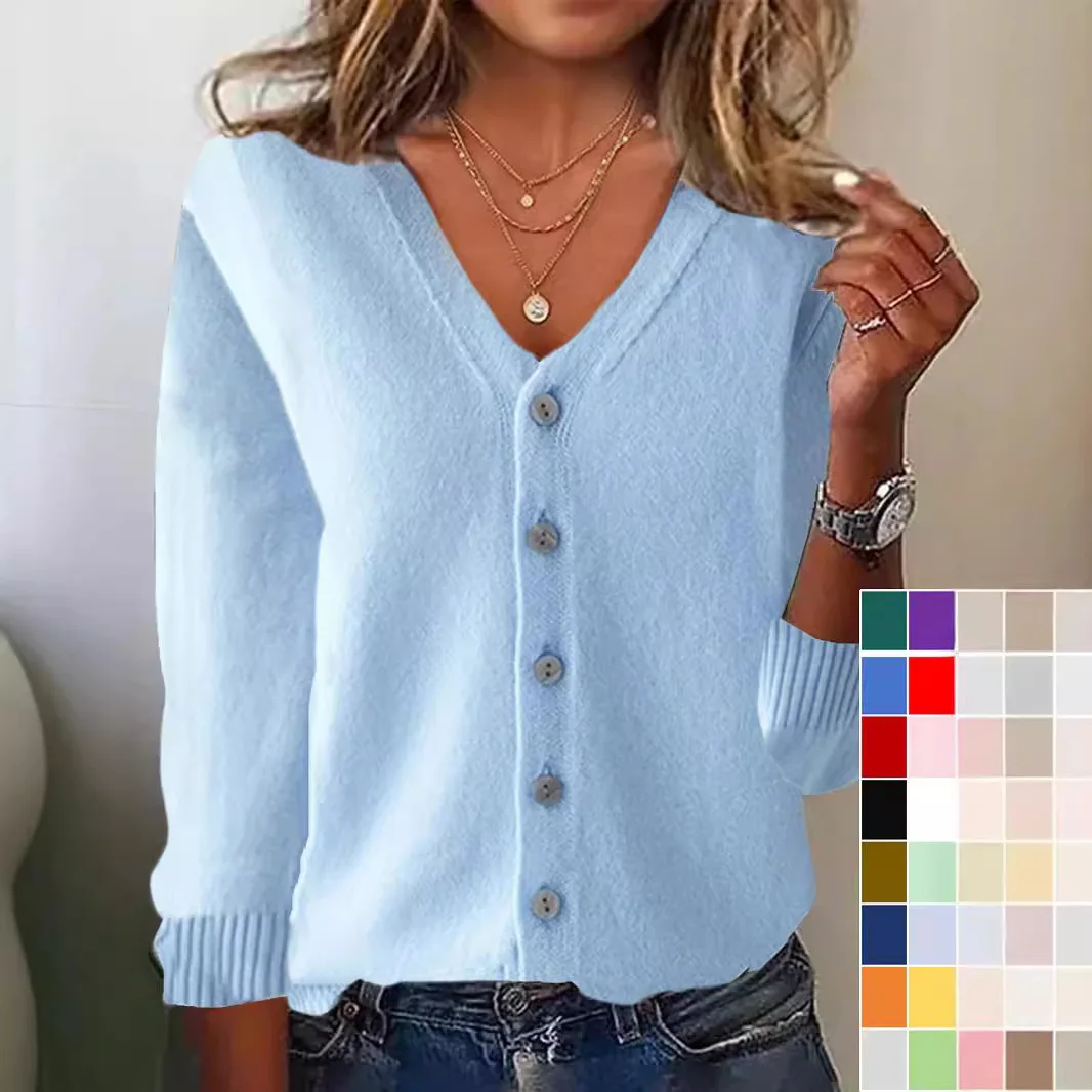 2025 Spring/Summer Women's Knitted Solid Color Coat Long Sleeve Button V-neck Sweater Cardigan
2025 Spring/Summer Women's Knitted Solid Color Coat Long Sleeve Button V-neck Sweater Cardigan