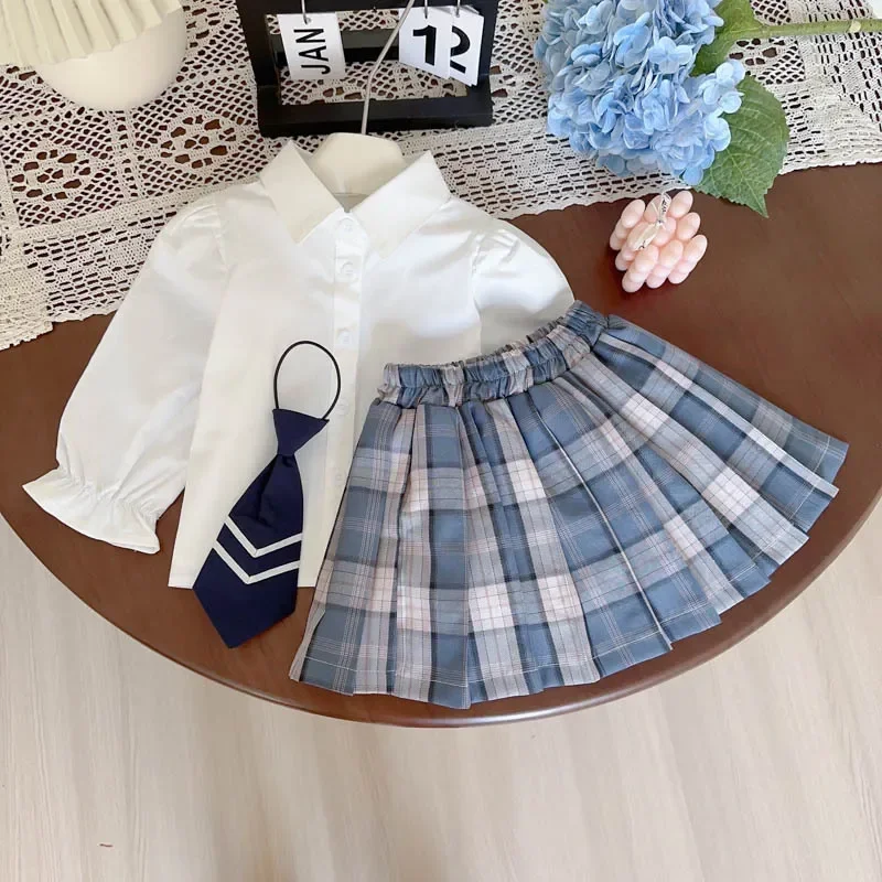 New Solid Color Shirt + Pleated Skirt Two-piece with Tie Kids Clothes Girls Girls' College Style Dress Set Spring and Autumn
New Solid Color Shirt + Pleated Skirt Two-piece with Tie Kids Clothes Girls Girls' College Style Dress Set Spring and Autumn