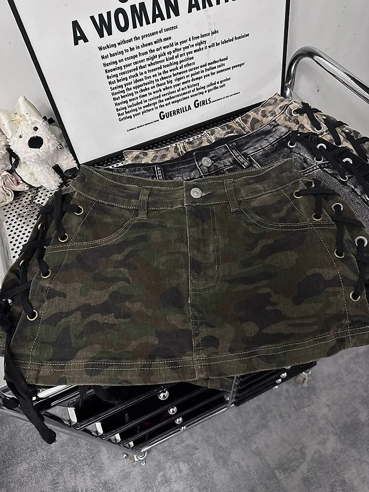 Outlet Leopard Print Rope Bound Denim Skirt Retro Sexy Bodycon A-Line Short Skirt Casual High Waist Summer Dress 5 Sa8bb353352cb4aa2be964abc938f6514T