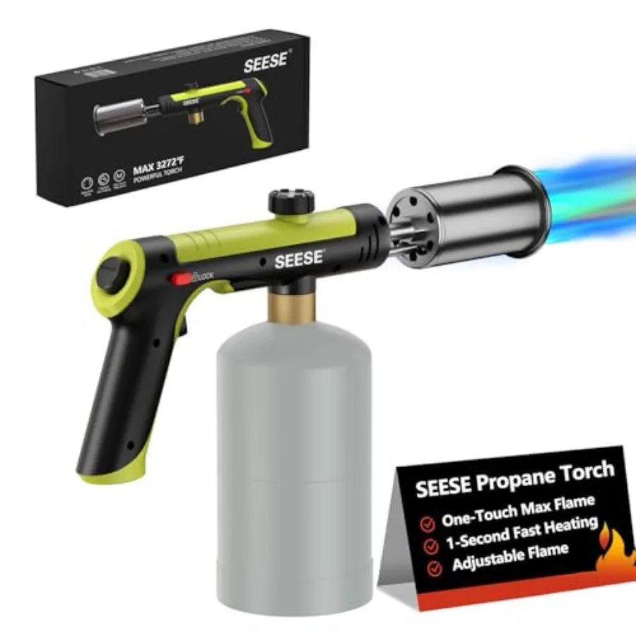 Powerful Propane Torch GunKitchen Cooking Torch With One-Touch Max Fire Charcoal Lighter with a Safety Lock Adjustable Blow Tor
Powerful Propane Torch GunKitchen Cooking Torch With One-Touch Max Fire Charcoal Lighter with a Safety Lock Adjustable Blow Tor