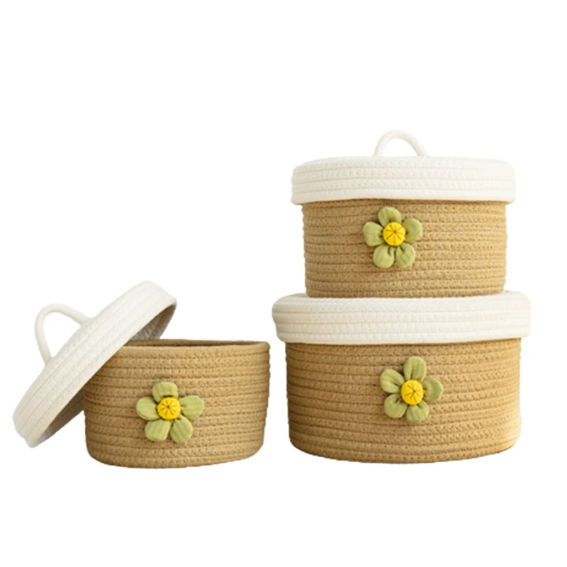 3Pcs Storage Baskets With Lid Cotton String Baskets For Organizing Baby Nursery Storage Boxes Kid's Toys Gifts
3Pcs Storage Baskets With Lid Cotton String Baskets For Organizing Baby Nursery Storage Boxes Kid's Toys Gifts