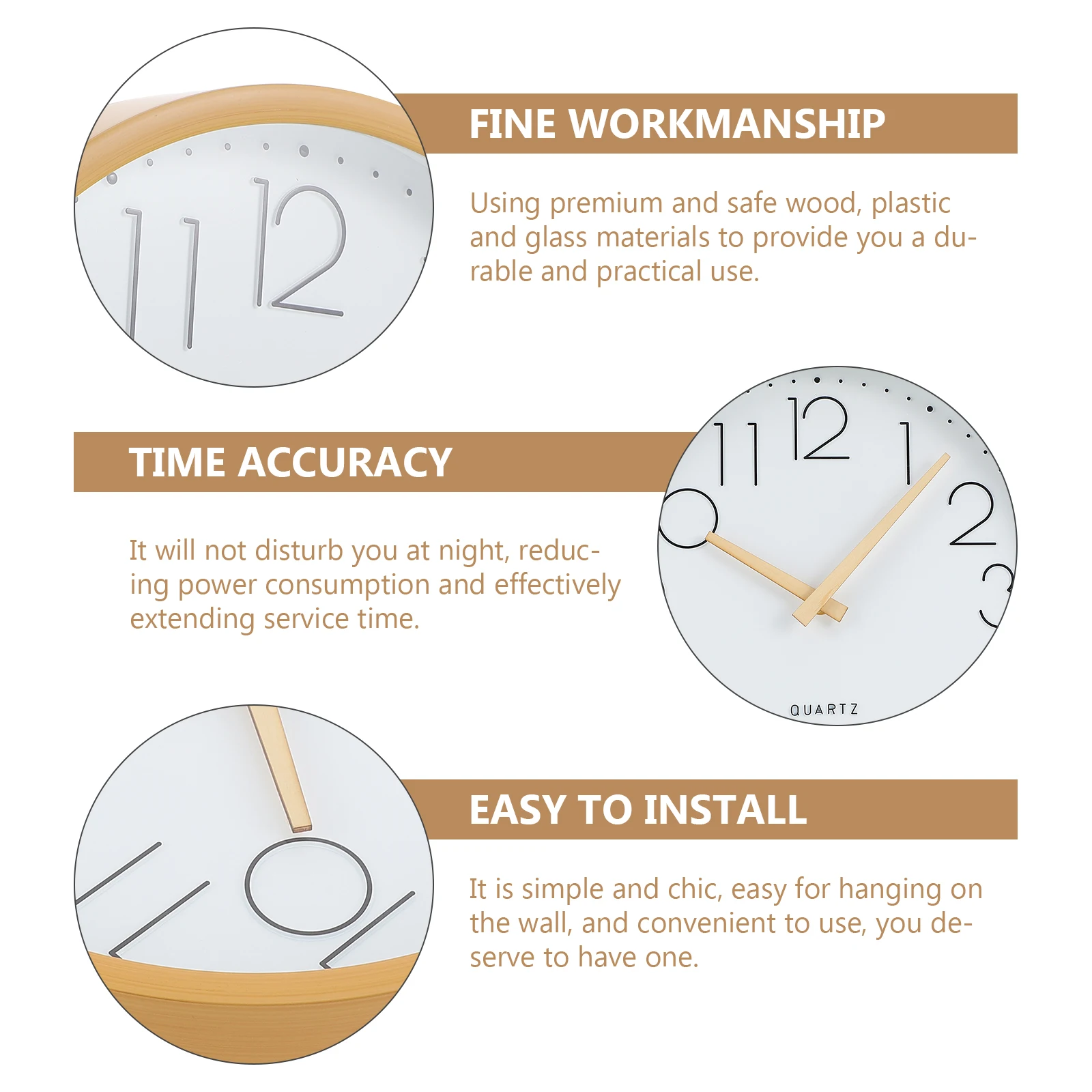 Stylish Hanging Decorative Clock Wooden Silent Non-Ticking Home Bedroom Living Room Mute Wall Clock Household Wood
Stylish Hanging Decorative Clock Wooden Silent Non-Ticking Home Bedroom Living Room Mute Wall Clock Household Wood