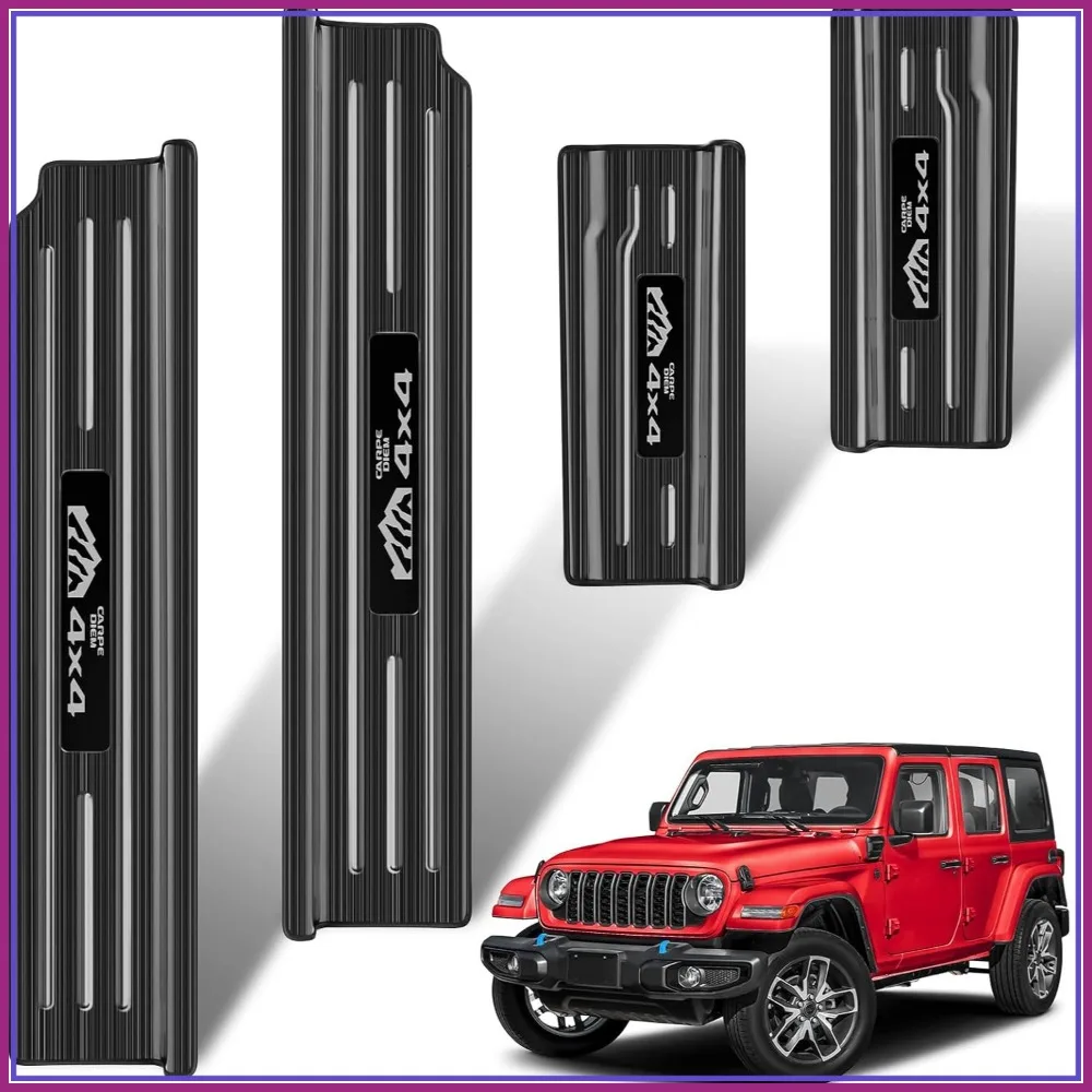 4PCS Door Sill Guards for Jeep Wrangler 2018-2025 JL JLU & Gladiator JT, Stainless Steel Protector, Black Brushed
4PCS Door Sill Guards for Jeep Wrangler 2018-2025 JL JLU & Gladiator JT, Stainless Steel Protector, Black Brushed