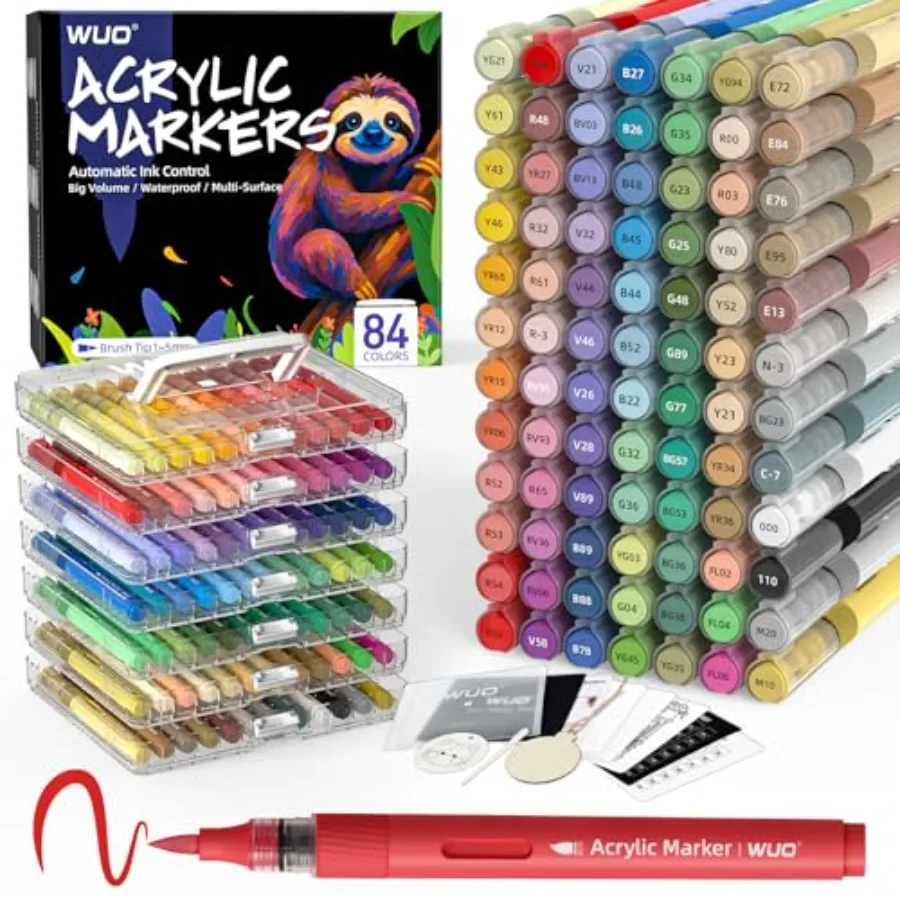 Acrylic Paint Markers, High Opacity Automatic Ink Control Brush Tip Pens, Water-Based No-Bleed Markers for Rock, Canvas, Wood,
Acrylic Paint Markers, High Opacity Automatic Ink Control Brush Tip Pens, Water-Based No-Bleed Markers for Rock, Canvas, Wood,