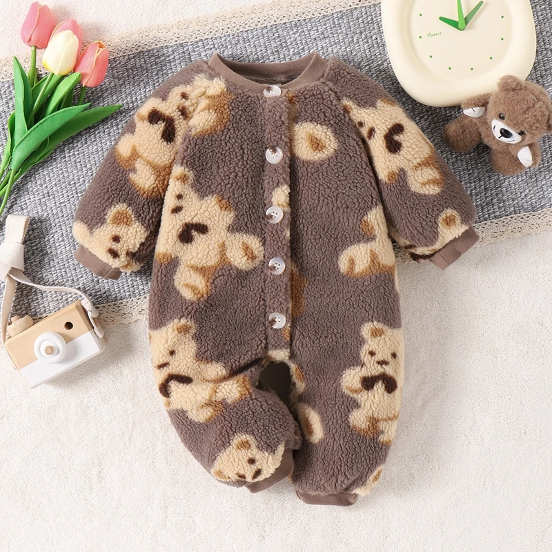 Suefunskry Infant Baby Cute Cartoon Bear Print Romper Winter Warm Button Playsuits Long Sleeve Jumpsuit for Newborn 0-12Months
Suefunskry Infant Baby Cute Cartoon Bear Print Romper Winter Warm Button Playsuits Long Sleeve Jumpsuit for Newborn 0-12Months