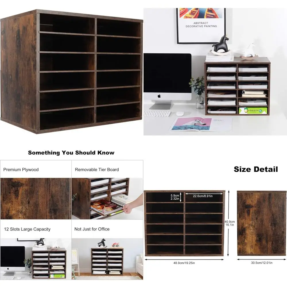 12-Slot Wooden A4 Paper Storage Organizer, Adjustable Shelves for Mail, Office, or Home Use
12-Slot Wooden A4 Paper Storage Organizer, Adjustable Shelves for Mail, Office, or Home Use