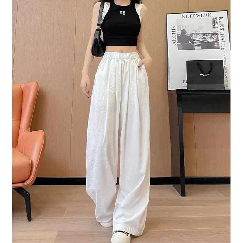 Girls Classic Fashion Thin Straight Leg Pants Female High Waist Baggy Ice Silk Trousers Lady Korean Solid Casual Pants
Girls Classic Fashion Thin Straight Leg Pants Female High Waist Baggy Ice Silk Trousers Lady Korean Solid Casual Pants