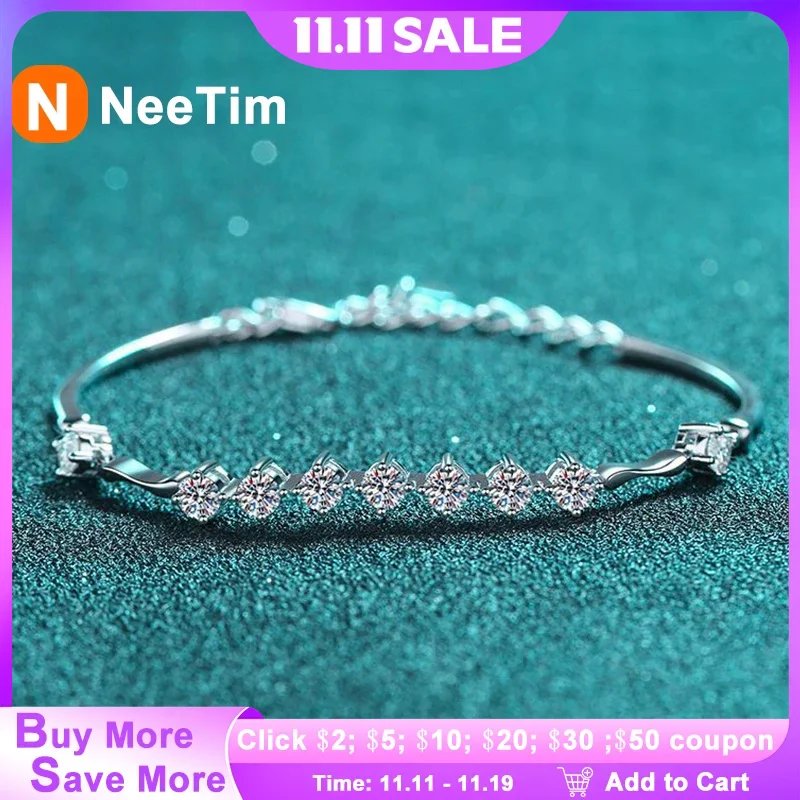 NeeTim D Color Moissanite Bracelet for Women Full Diamond 925 Sterling Silver with White Gold Plated Fine Jewelry Party Gift
NeeTim D Color Moissanite Bracelet for Women Full Diamond 925 Sterling Silver with White Gold Plated Fine Jewelry Party Gift