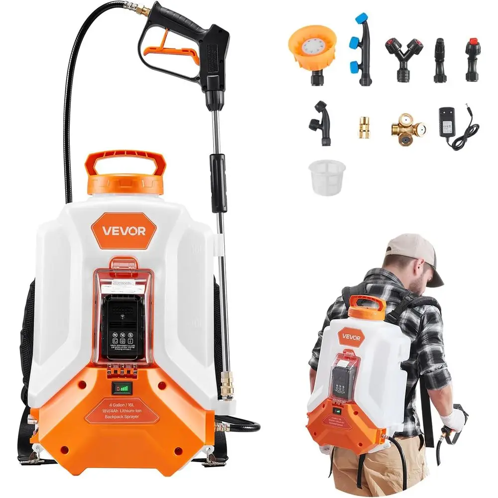 attery Powered ackpack Sprayer, Electric ack Pack Sprayer 4 Gallon, 2 Wands & 8 Nozzles, Adjustale 0-90 PSI, 4Runtime, Portale L
attery Powered ackpack Sprayer, Electric ack Pack Sprayer 4 Gallon, 2 Wands & 8 Nozzles, Adjustale 0-90 PSI, 4Runtime, Portale L