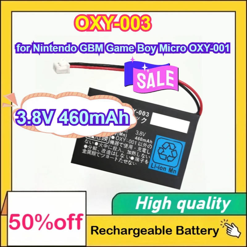 OXY-003 3.8V 460mAh Game Console Battery for Nintendo GBM Game Boy Micro OXY-001 Replacement Battery
OXY-003 3.8V 460mAh Game Console Battery for Nintendo GBM Game Boy Micro OXY-001 Replacement Battery