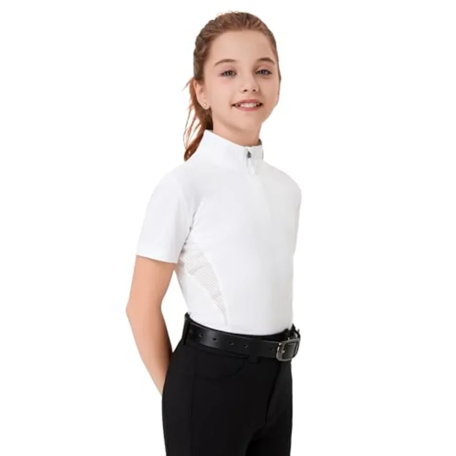 Girls Short Sleeve Equestrian Shirt Quick Dry Horse Riding Shirts Half Zip Horseback Show Shirt
Girls Short Sleeve Equestrian Shirt Quick Dry Horse Riding Shirts Half Zip Horseback Show Shirt