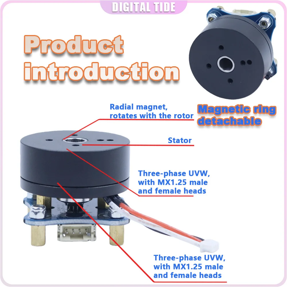 2804 Hollow Shaft Brushless DC Motor+ AS5600 Magnetic Encoder Set Hall Sensor Outer Rotor BLDC Motor Kit Support FOC Control
2804 Hollow Shaft Brushless DC Motor+ AS5600 Magnetic Encoder Set Hall Sensor Outer Rotor BLDC Motor Kit Support FOC Control