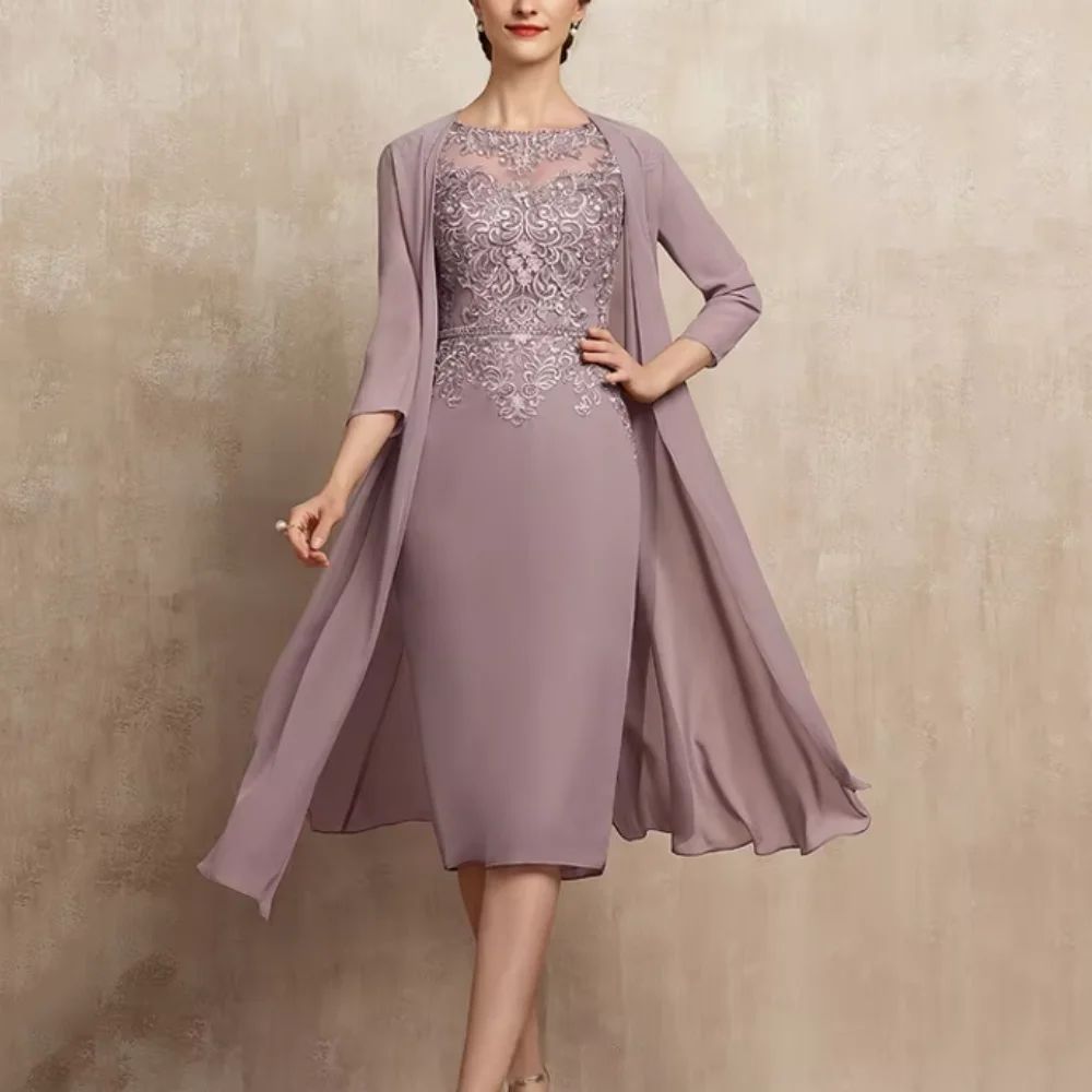 Chiffon Customized Mother Dresses Of The Bride Lace Vintage Formal Dress Dresses Sheath Mid-calf Length New Wedding Party Gown
Chiffon Customized Mother Dresses Of The Bride Lace Vintage Formal Dress Dresses Sheath Mid-calf Length New Wedding Party Gown