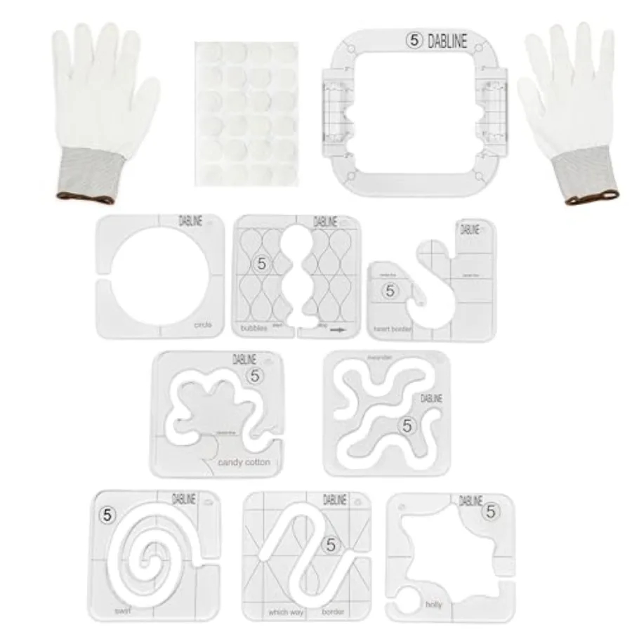 13 PCs Quilting Template Set Includes 8 Quilting Templates Quilting Frame/Gloves/Stickers/Guide. Free Motion Quilting Rulers an
13 PCs Quilting Template Set Includes 8 Quilting Templates Quilting Frame/Gloves/Stickers/Guide. Free Motion Quilting Rulers an