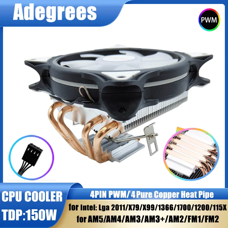 120MM CPU Air Cooler 4 Heat Pipes 4Pin PWM PC Quiet Radiator for Intel LGA 2011 1700 1150 1151 1155 AMD AM3 AM4 AM5
120MM CPU Air Cooler 4 Heat Pipes 4Pin PWM PC Quiet Radiator for Intel LGA 2011 1700 1150 1151 1155 AMD AM3 AM4 AM5