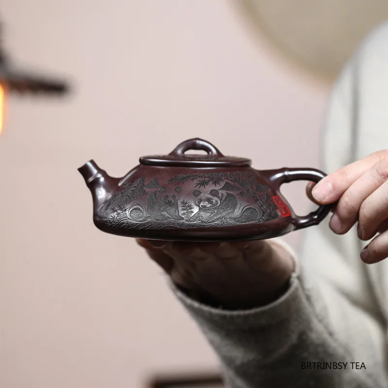 240ml Chinese Handmade Yixing Purple Clay Teapot Panda Pattern Tea Pot Beauty Tea Infuser Kettle Household Zisha Tea Set Teaware
240ml Chinese Handmade Yixing Purple Clay Teapot Panda Pattern Tea Pot Beauty Tea Infuser Kettle Household Zisha Tea Set Teaware