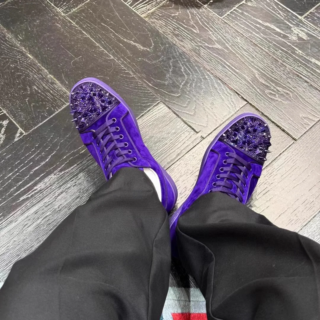 Round Toe Lace Rivets Decorated Comfortable Casual Sports Shoe Purple Couple Shallow Flat Shoes 2025 Spring Single Shoes
Round Toe Lace Rivets Decorated Comfortable Casual Sports Shoe Purple Couple Shallow Flat Shoes 2025 Spring Single Shoes