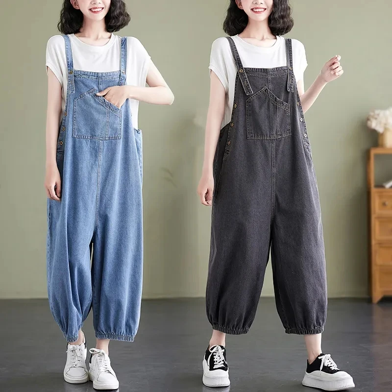 2025 Summer New Casual Strap Jeans Women's Korean Loose Sleeveless jumpsuit Female Straight Leg Strap Denim Strap Pants Female
2025 Summer New Casual Strap Jeans Women's Korean Loose Sleeveless jumpsuit Female Straight Leg Strap Denim Strap Pants Female