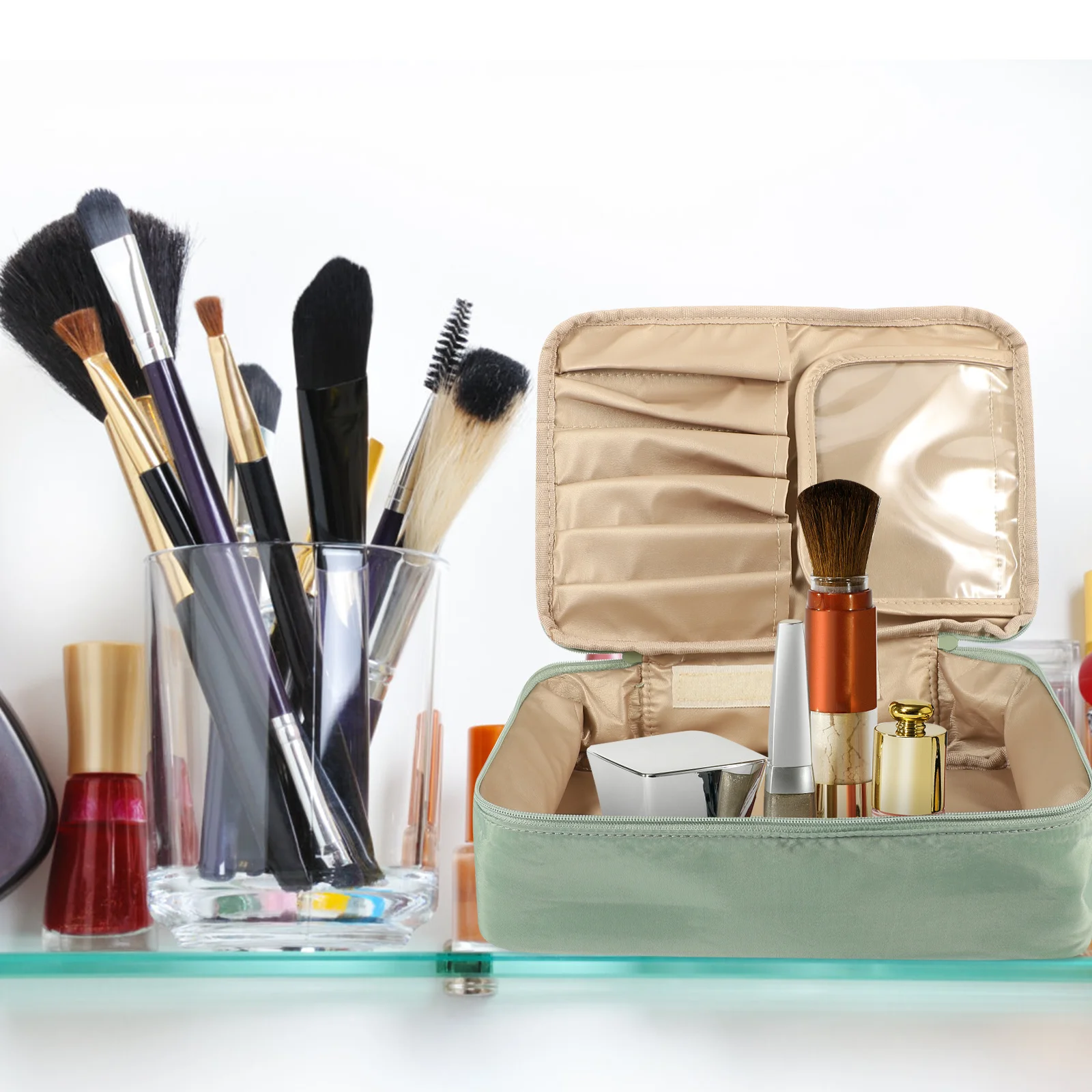 Waterproof Makeup Bag Large Capacity Portable Travel Organizer Scratch Resistant Polyester Toiletry Storage Bag For Women
Waterproof Makeup Bag Large Capacity Portable Travel Organizer Scratch Resistant Polyester Toiletry Storage Bag For Women