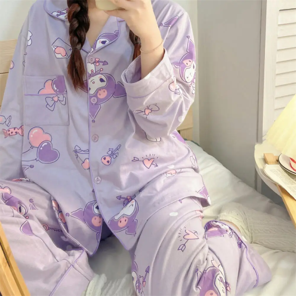 Sanrio Kawaii Kuromi Women Pajamas Suit Girls Cute Cartoon Autumn Casual Home Wear Anime Comfortable Long-Sleeved Nightclothes
Sanrio Kawaii Kuromi Women Pajamas Suit Girls Cute Cartoon Autumn Casual Home Wear Anime Comfortable Long-Sleeved Nightclothes